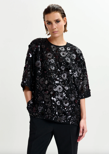 Essentiel Antwerp Isparkle Sequin Top in Black
