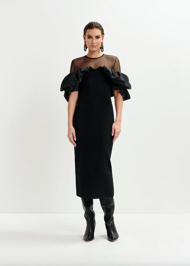 Essentiel Antwerp Isatis Fitted Knit Dress in Black