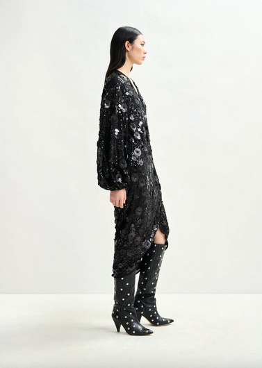 Essentiel Antwerp Ishine Sequin Wrap Dress in Black