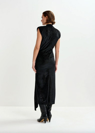 Essentiel Antwerp Inche Velvet Jersey Dress in Black