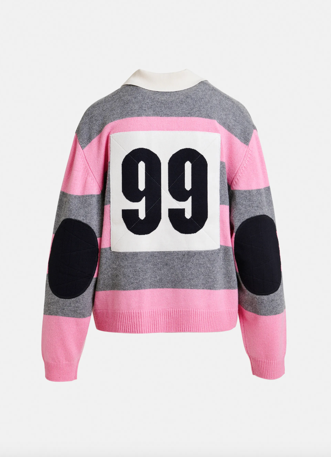 Essentiel Antwerp Jarn Striped Knit Polo in Pinky Sugar