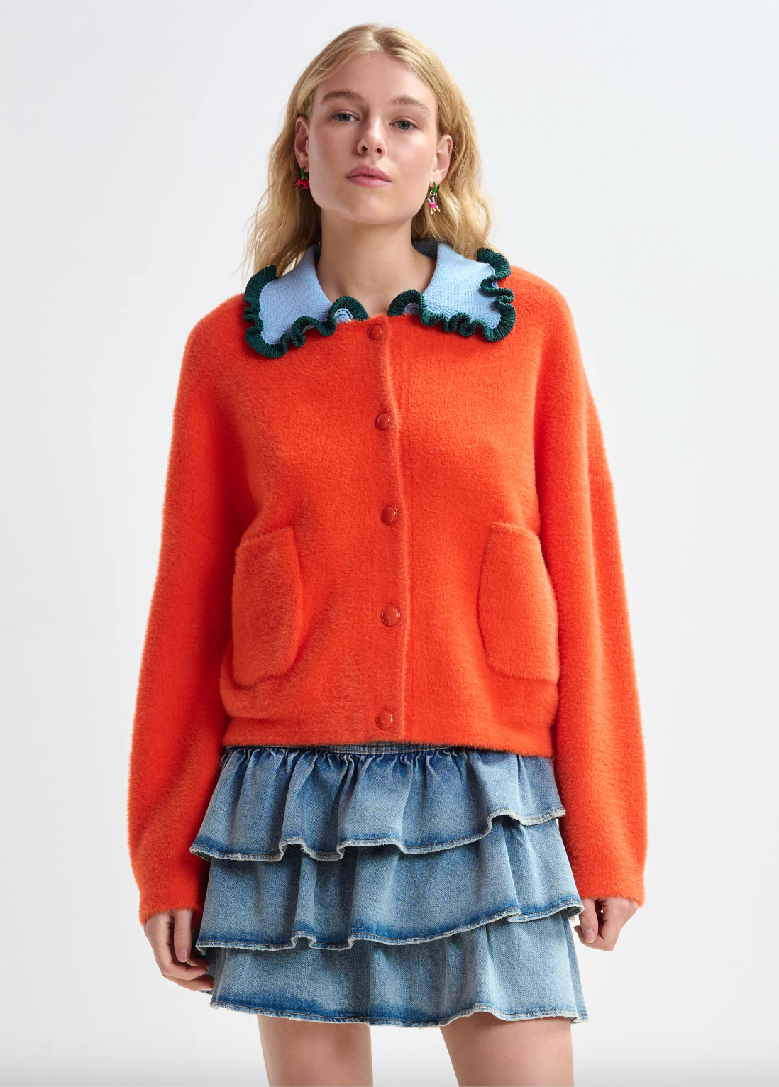 Essenitel Antwerp Jardener Knit Cardi in Nectarine