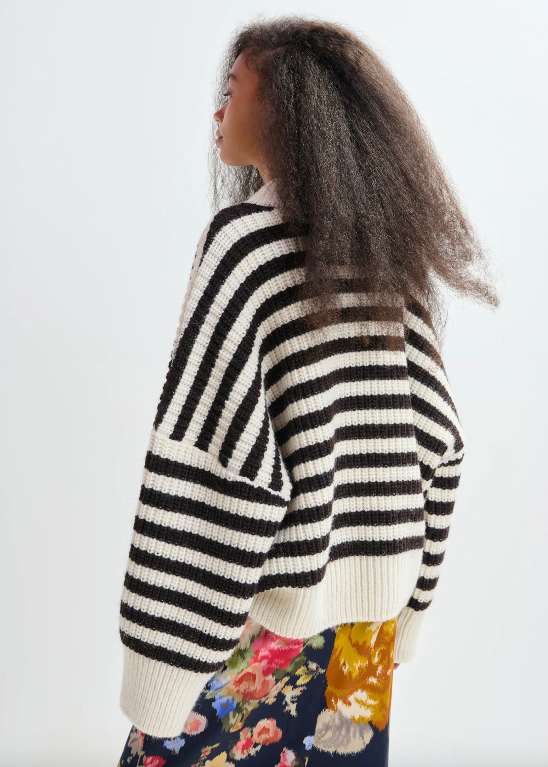 Essentiel Antwerp Jacquie Striped Knit in Chocolare Mousse