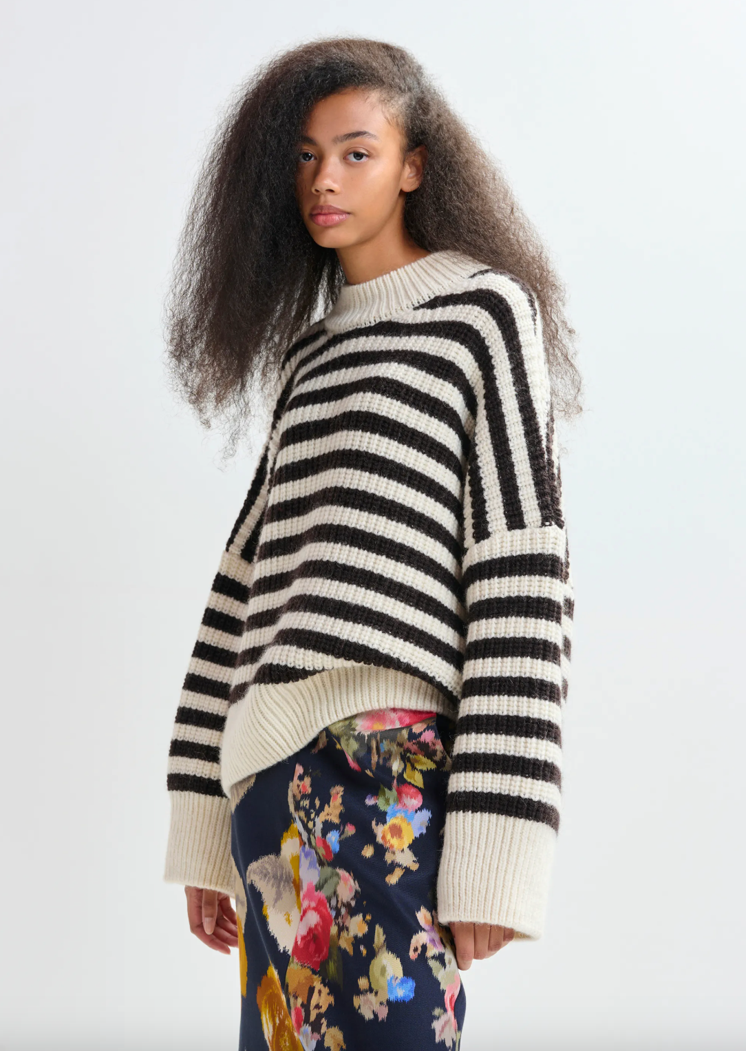 Essentiel Antwerp Jacquie Striped Knit in Chocolare Mousse