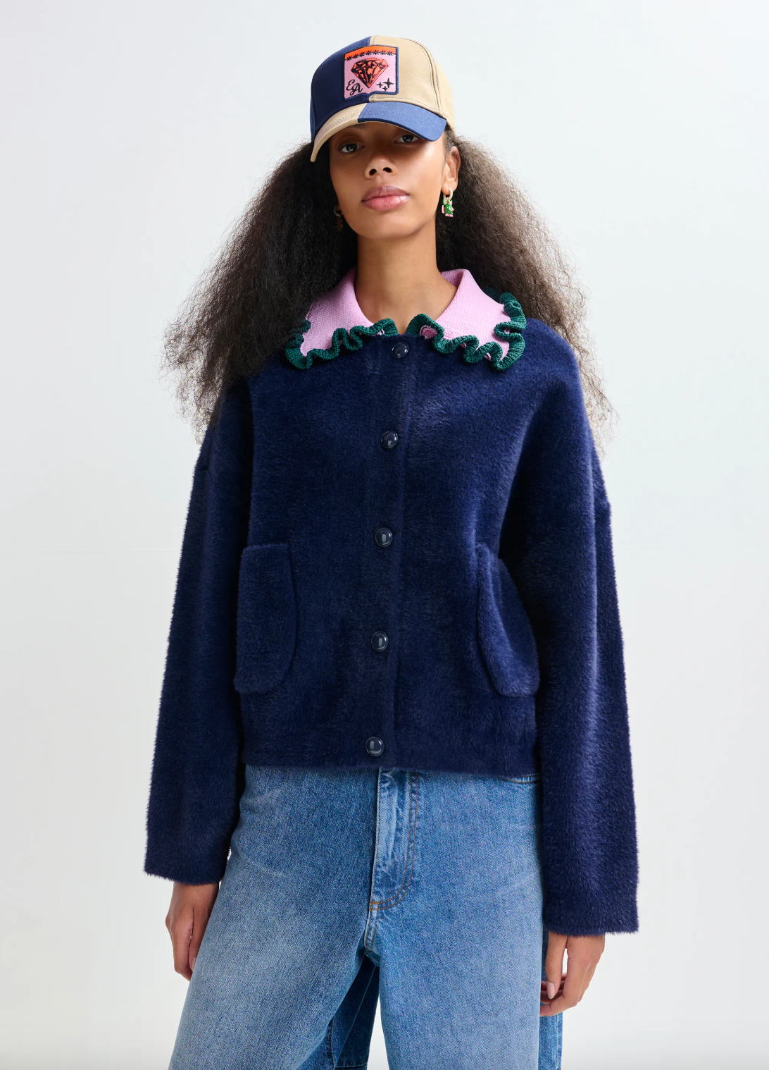 Essentiel Antwerp Jardener Knit Cardi in Dark Night