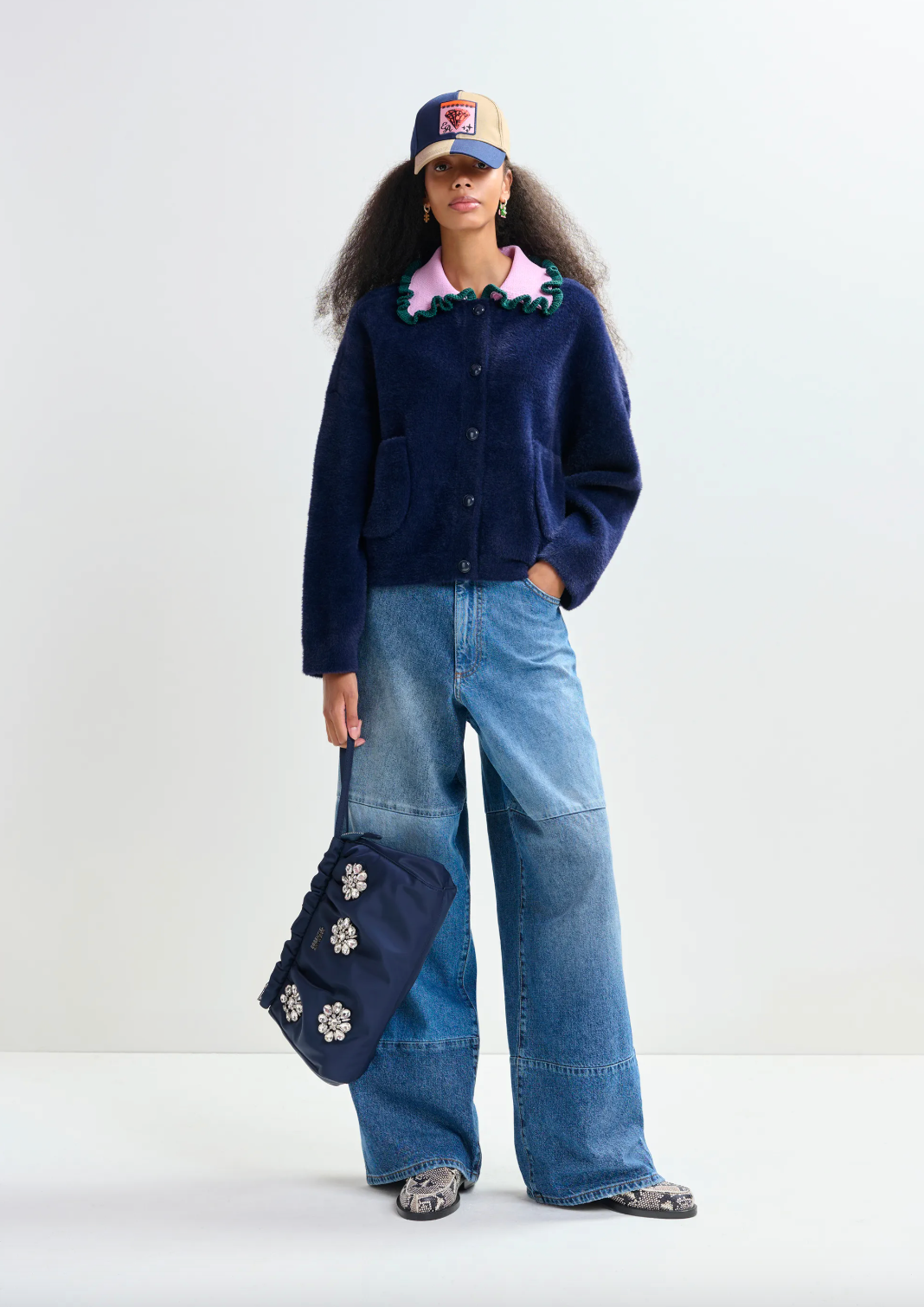 Essentiel Antwerp Jardener Knit Cardi in Dark Night