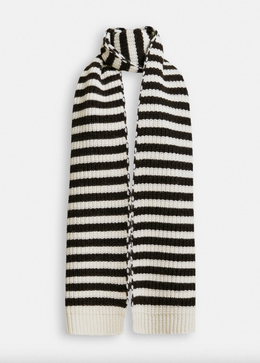 Essentiel Antwerp Juny Striped Knit Scarf in Chocolate Mousse