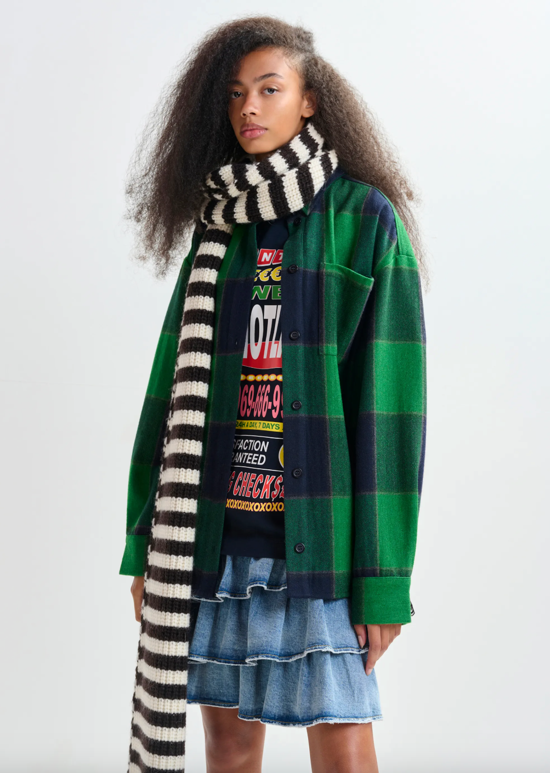 Essentiel Antwerp Juny Striped Knit Scarf in Chocolate Mousse