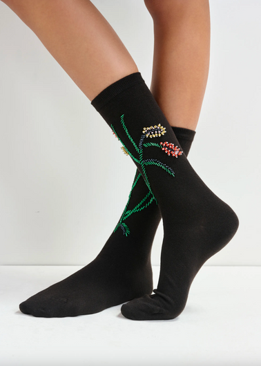 Essentiel Antwerp Jinto Embroidered Socks in Black
