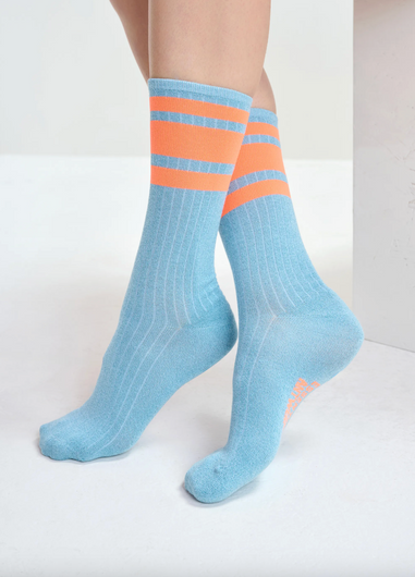 Essentiel Antwerp Jinnie Lurex Socks in Bright Sky