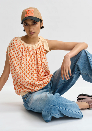 Essentiel Antwerp Jocelyn Sequin Smock Top in Off White