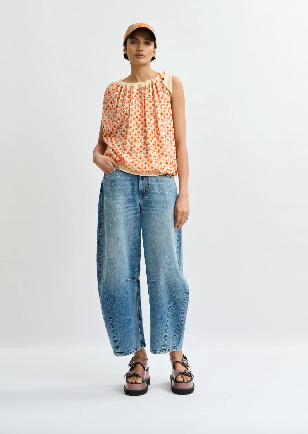 Essentiel Antwerp Jocelyn Sequin Smock Top in Off White