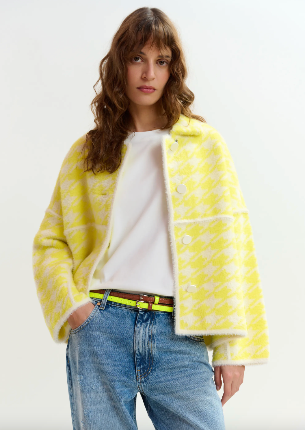 Essentiel Antwerp Joking Knit Jacket in Lemon Squeeze