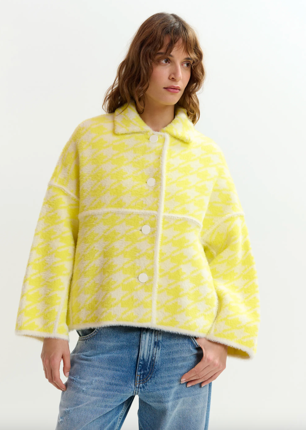 Essentiel Antwerp Joking Knit Jacket in Lemon Squeeze