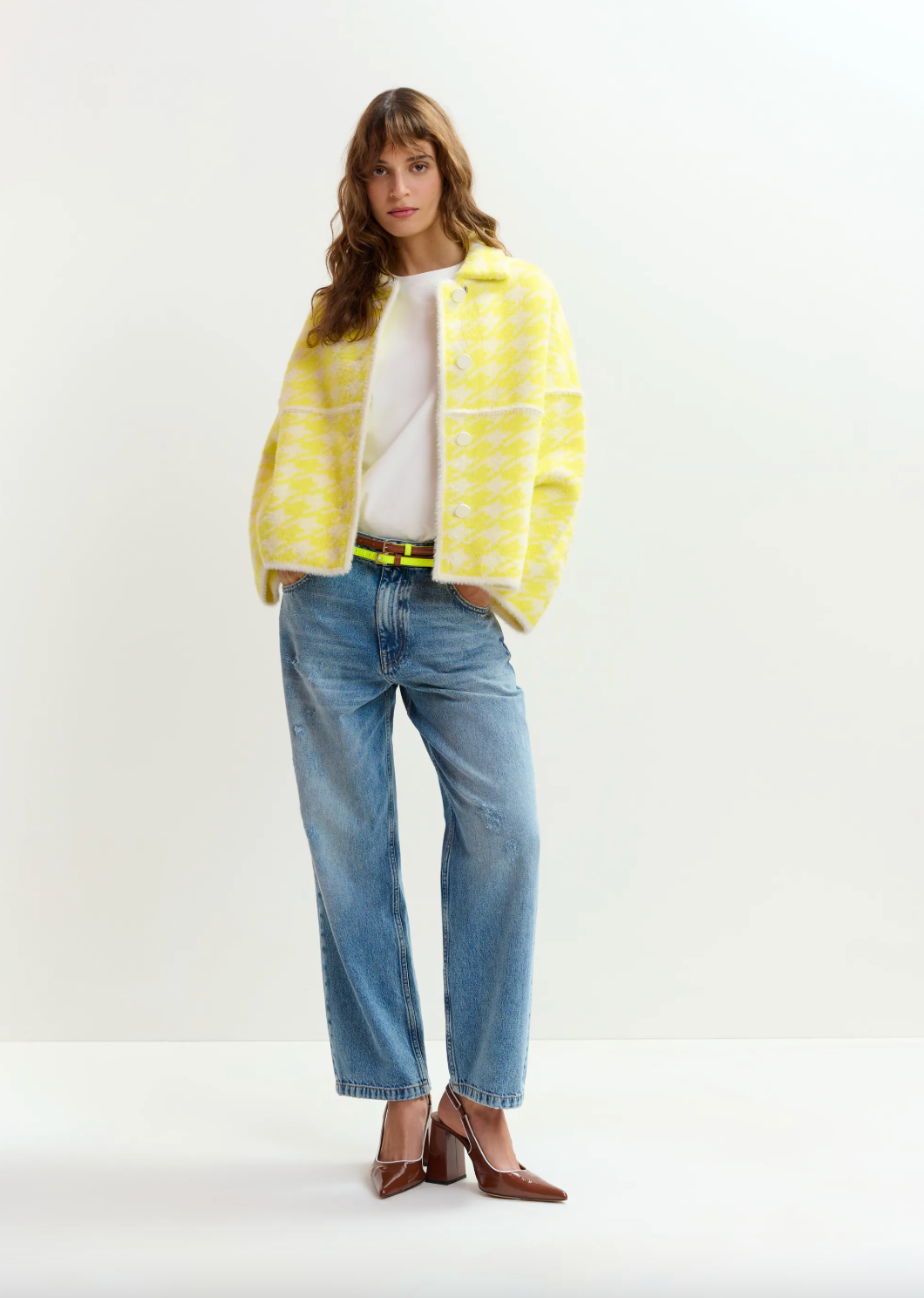 Essentiel Antwerp Joking Knit Jacket in Lemon Squeeze