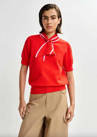 Essentiel Antwerp Jonda Contrast Colour Polo in Orange Brulee