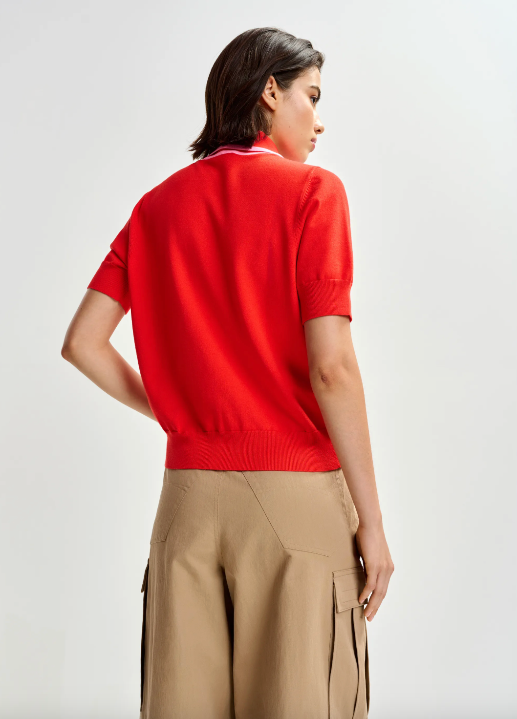 Essentiel Antwerp Jonda Contrast Colour Polo in Orange Brulee
