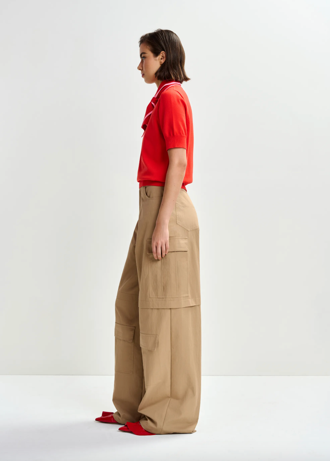 Essentiel Antwerp Jonda Contrast Colour Polo in Orange Brulee