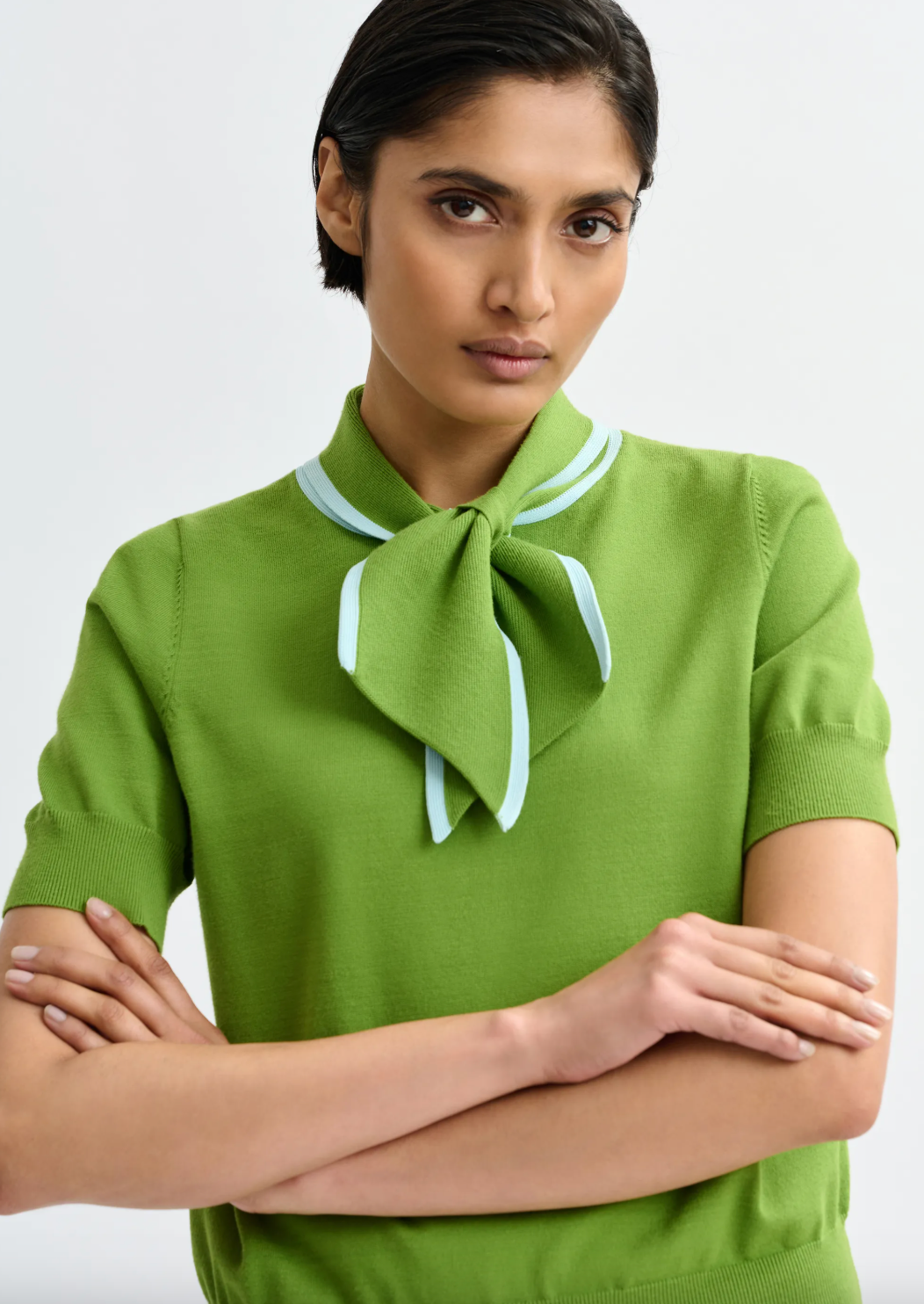 Essentiel Antwerp Jonda Contrast Colour Polo in Spirulina Green