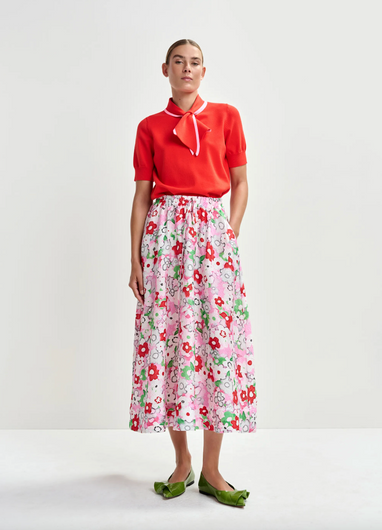 Essentiel Antwerp Julianne A Line Midi Skirt in Cotton Andy