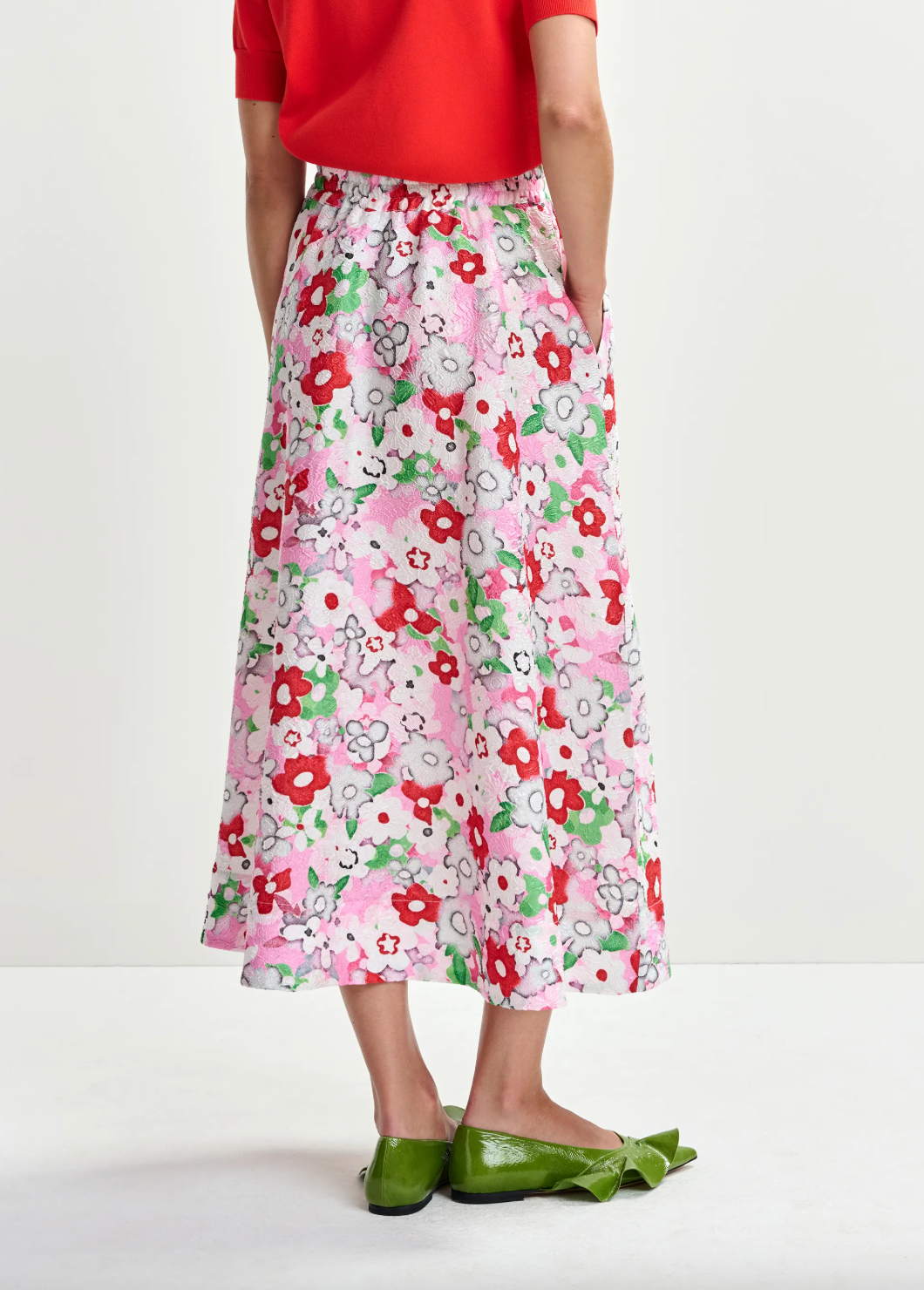 Essentiel Antwerp Julianne A Line Midi Skirt in Cotton Andy