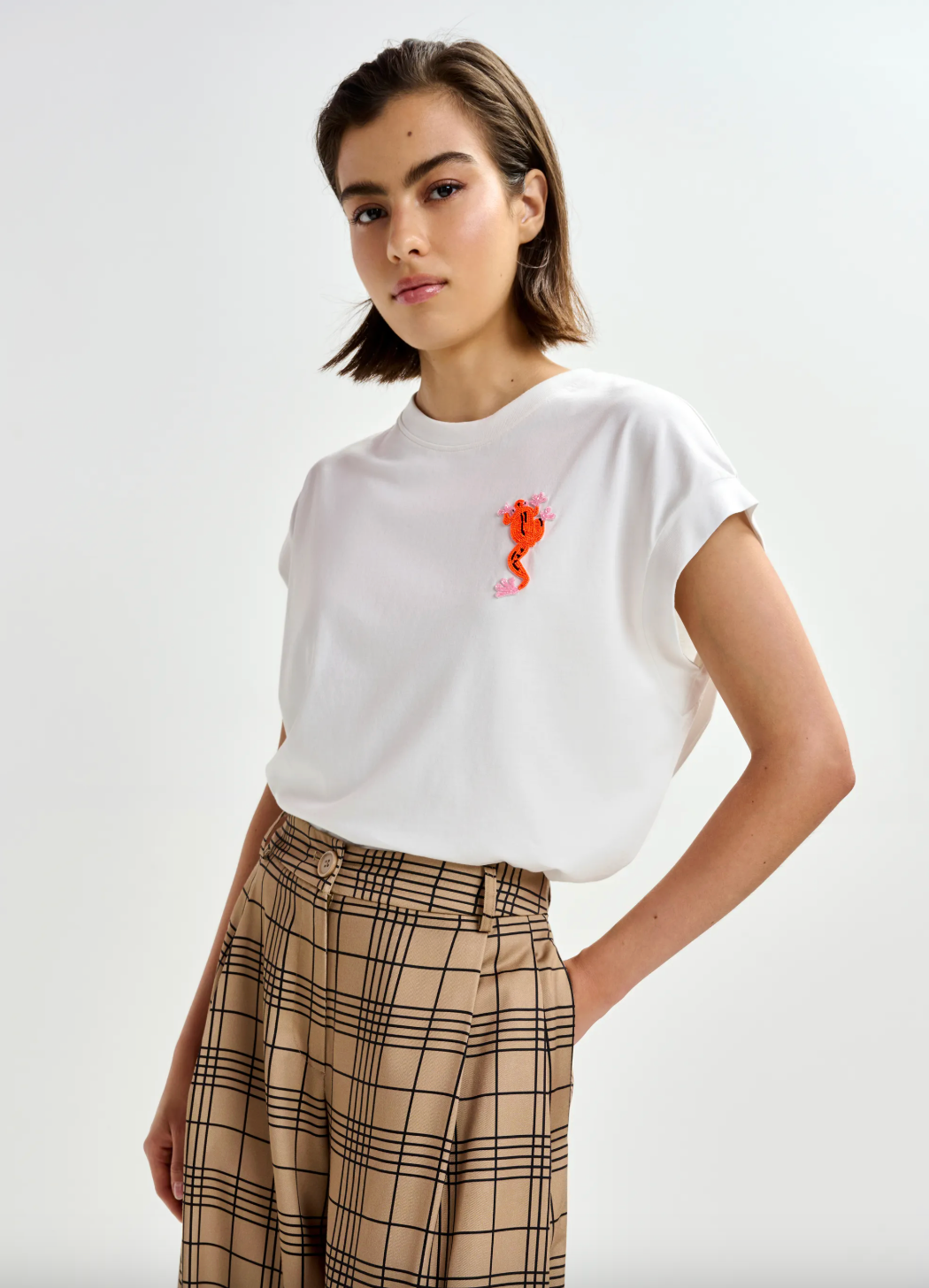 Essentiel Antwerp Jungala Embroidered Tee in White