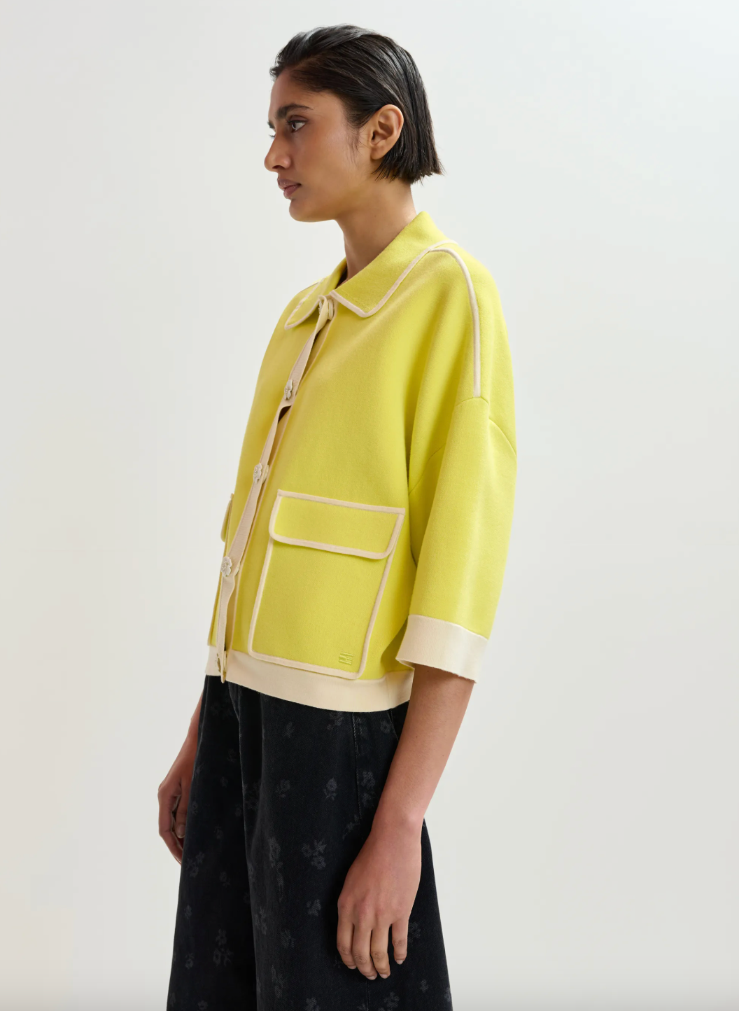 Essentiel Antwerp Jugly Knit Cardigan in Lemon Squeeze