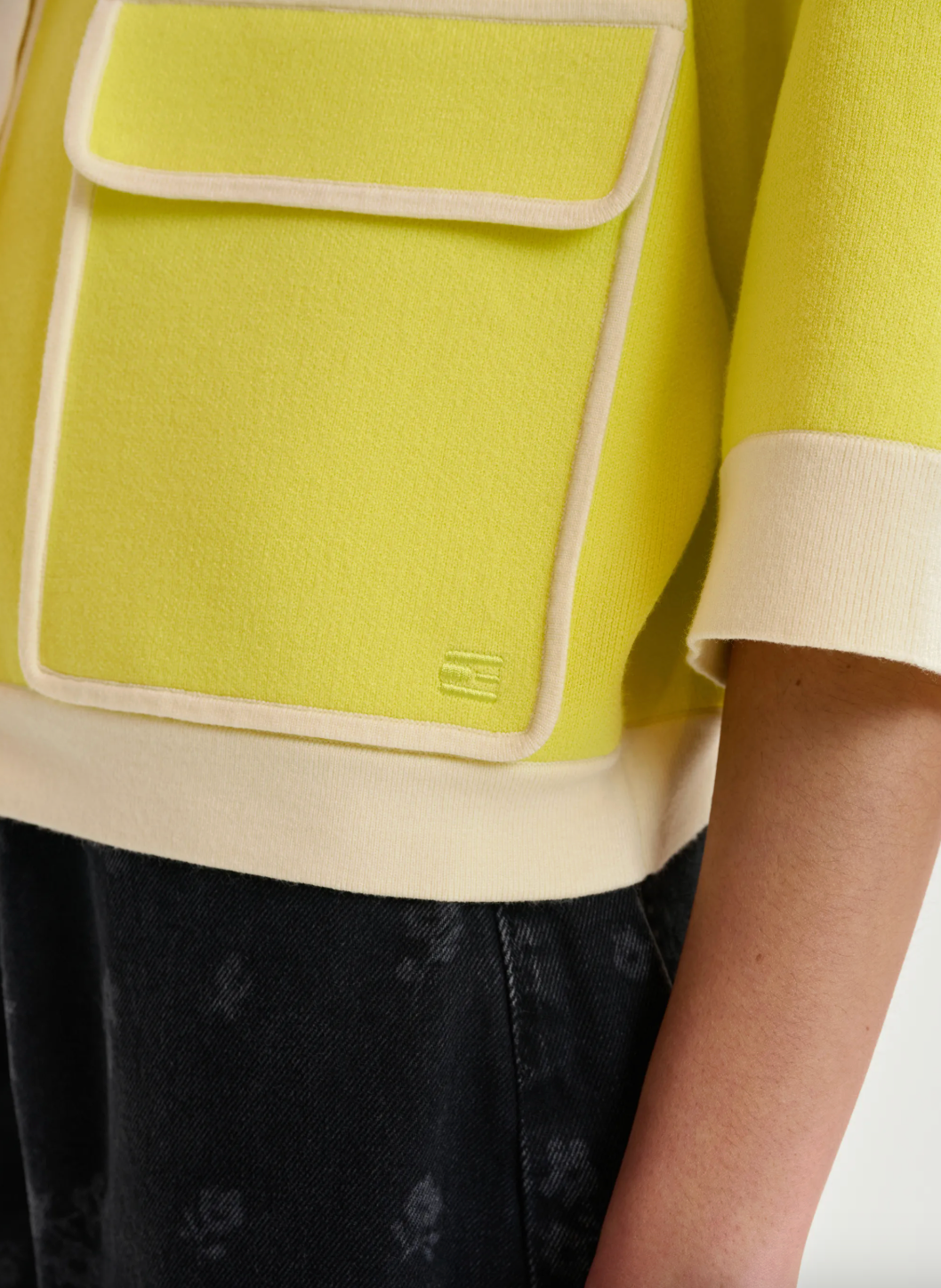 Essentiel Antwerp Jugly Knit Cardigan in Lemon Squeeze