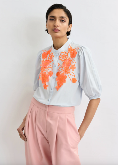 Essentiel Antwerp Jorja Applique Flower Shirt in Lake View