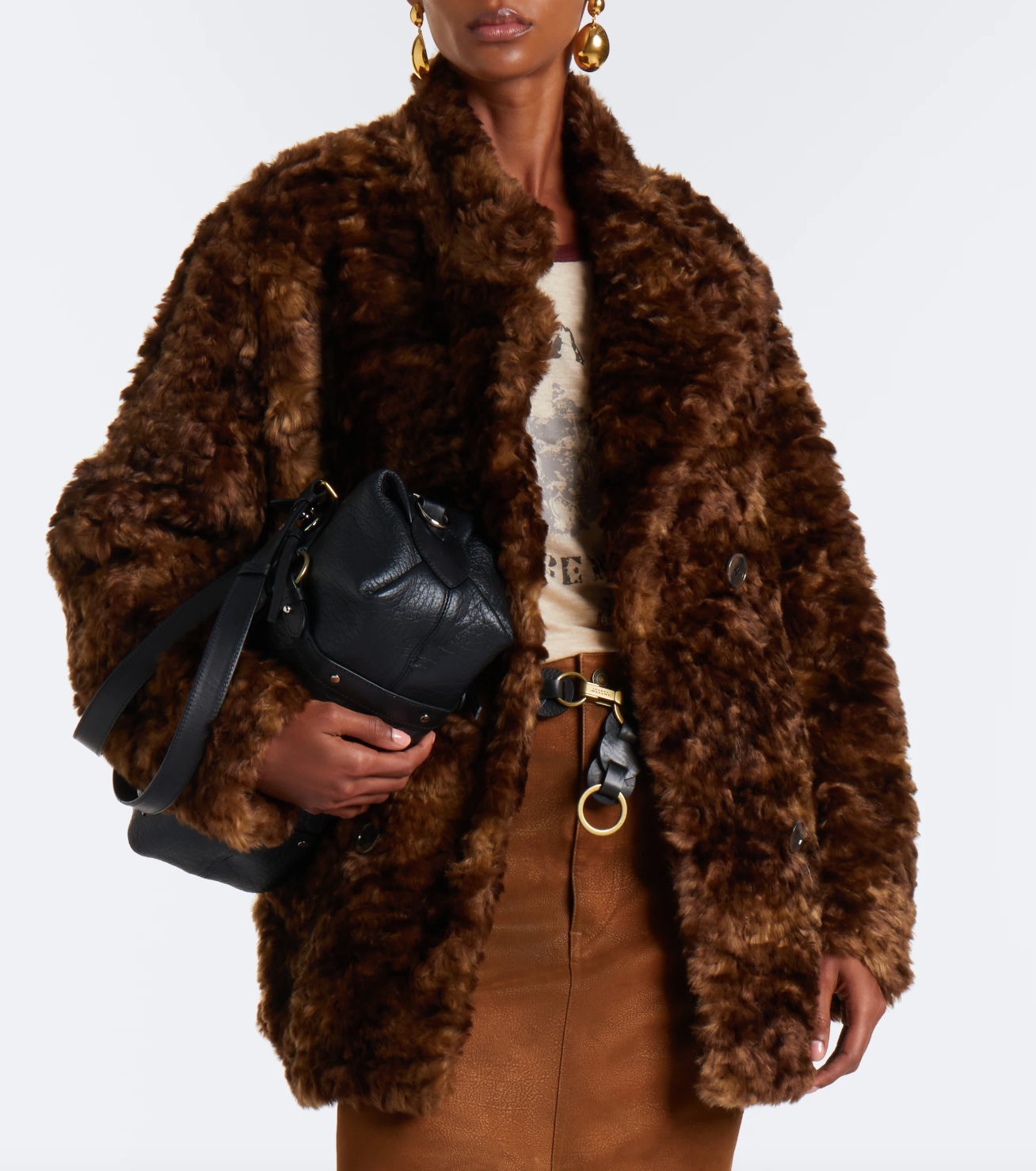 Marant Etoile Jya Shaggy Fur Jacket - Brown