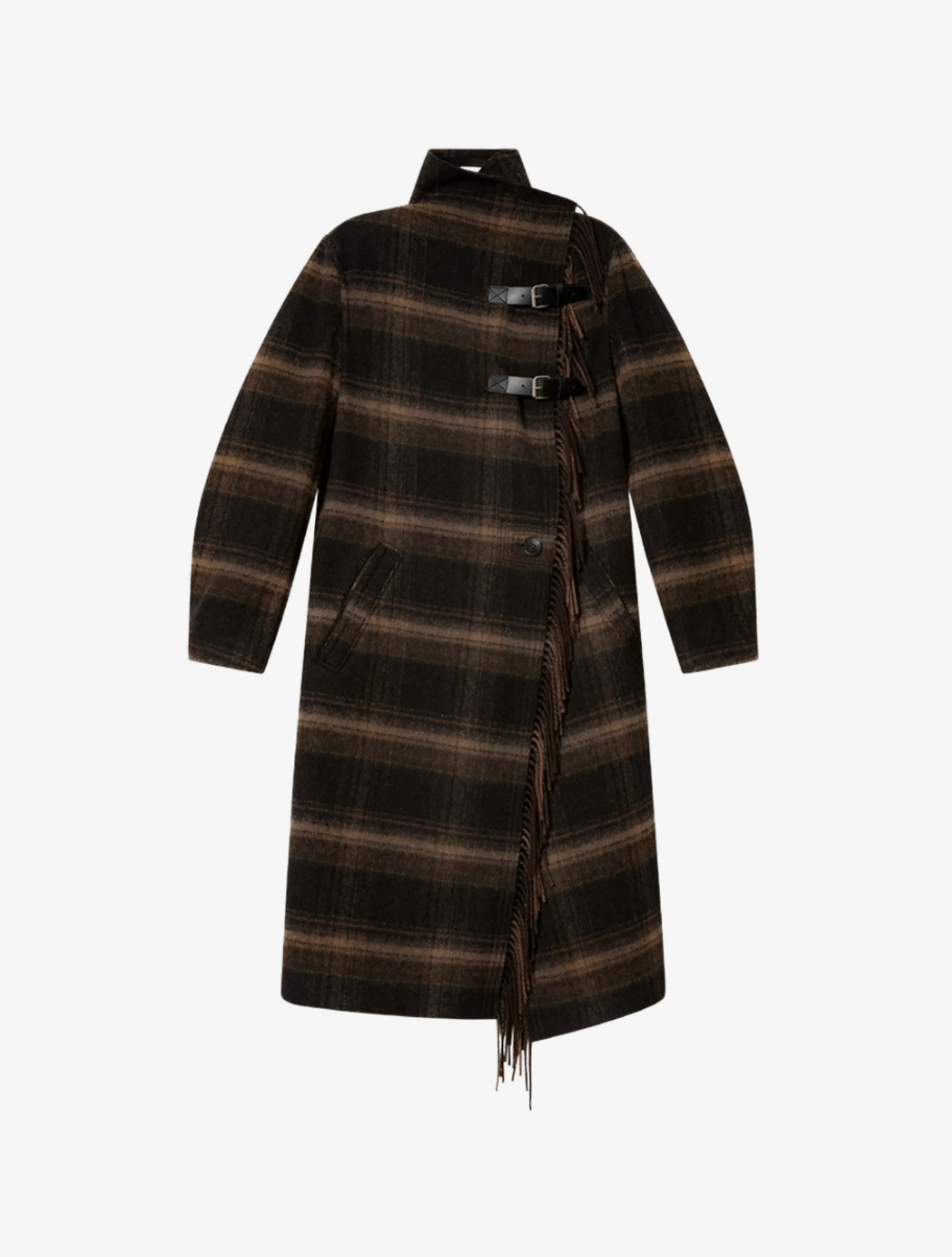 Marant Etoile Gihan Fringe Coat - Black, Khaki