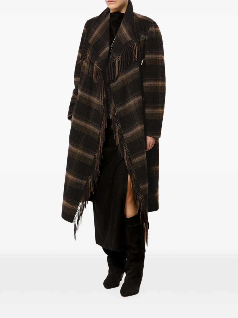 Marant Etoile Gihan Fringe Coat - Black, Khaki