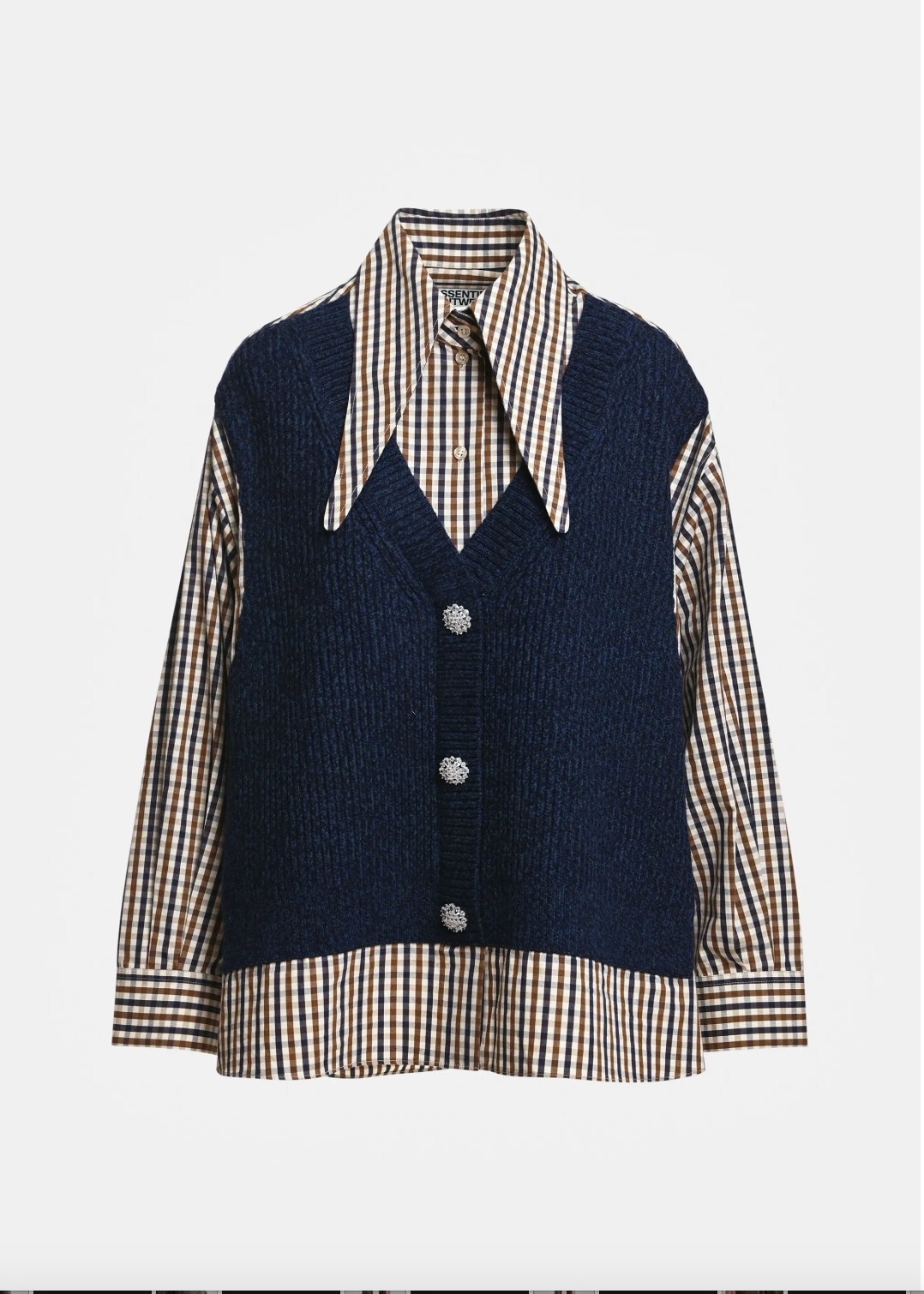 Essentiel Antwerp Kute Fabric Mix Shirt - Kiwi Queen