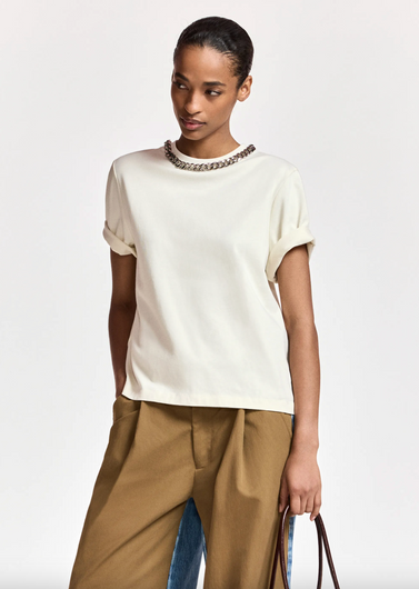 Essentiel Antwerp Klaim T Shirt with Chain - Off White