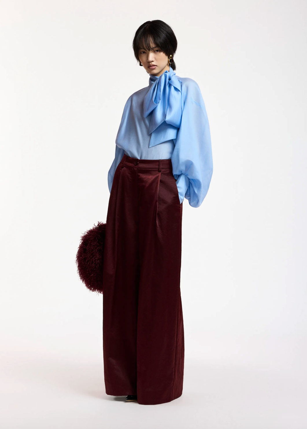 Essentiel Antwerp Karismatic Pussy Bow Top - Sky