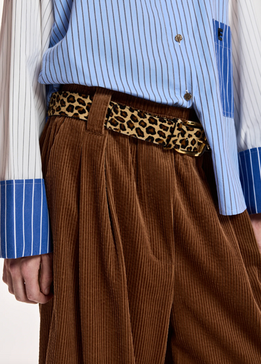Essentiel Antwerp Kofee Printed Leather Belt - Black