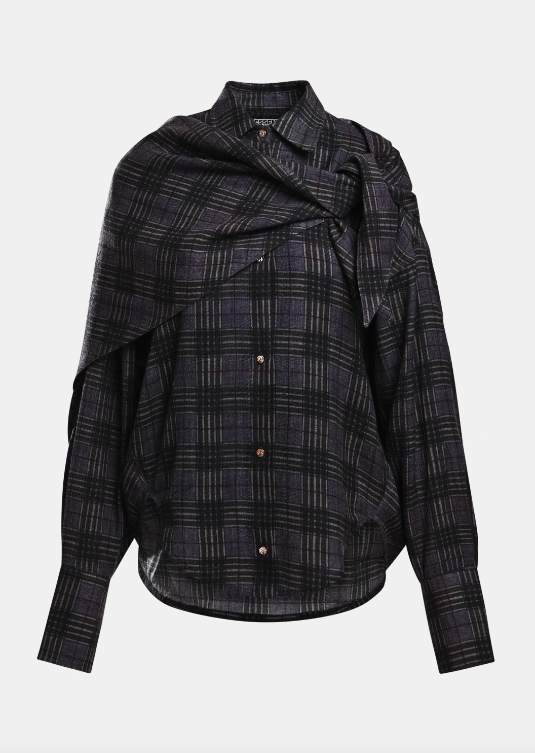 Essentiel Antwerp Kiss Oversized Shirt with Scarf - Dusty Green