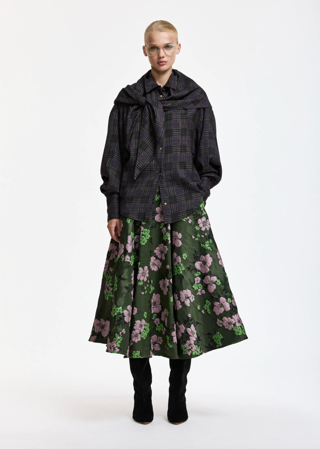 Essentiel Antwerp Kiss Oversized Shirt with Scarf - Dusty Green
