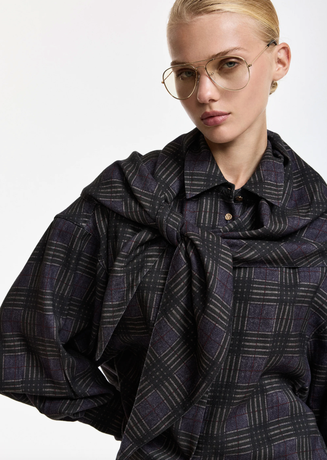 Essentiel Antwerp Kiss Oversized Shirt with Scarf - Dusty Green