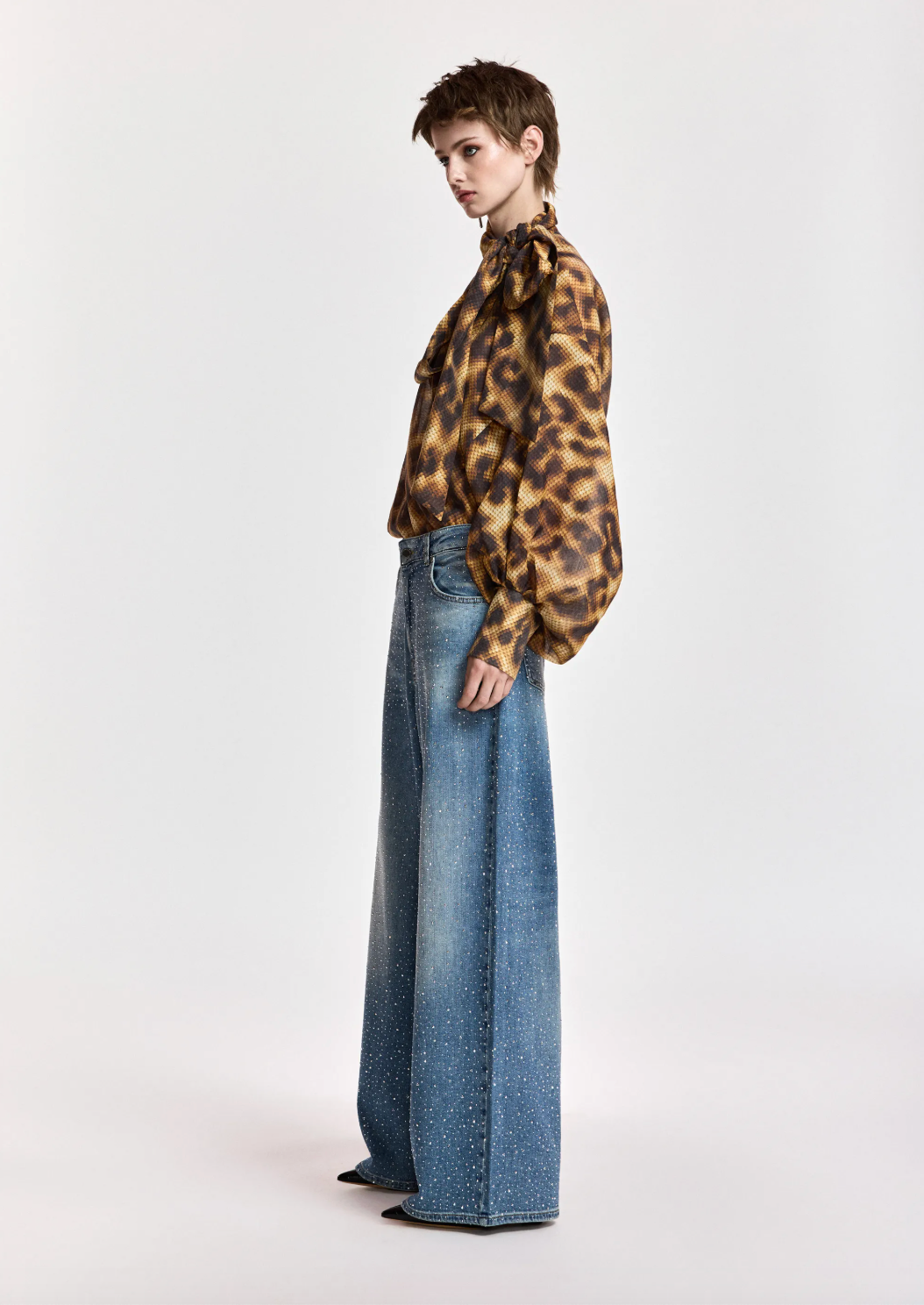 Essentiel Antwerp Karismatic Pussy Bow Tie Top - Brown Sugar