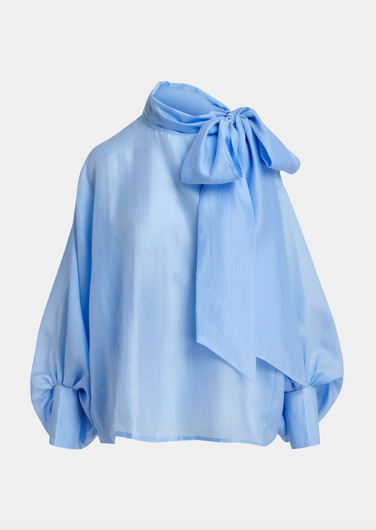 Essentiel Antwerp Karismatic Pussy Bow Top - Sky
