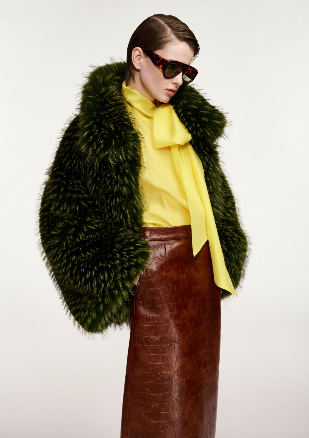 Essentiel Antwerp Kastanje Faux Fur Coat - Forest Whisper