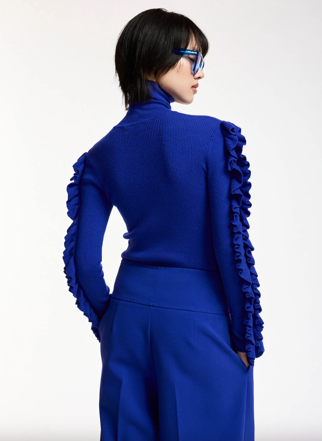 Essentiel Antwerp Kitty Pullover with Frills - Indigo Ink