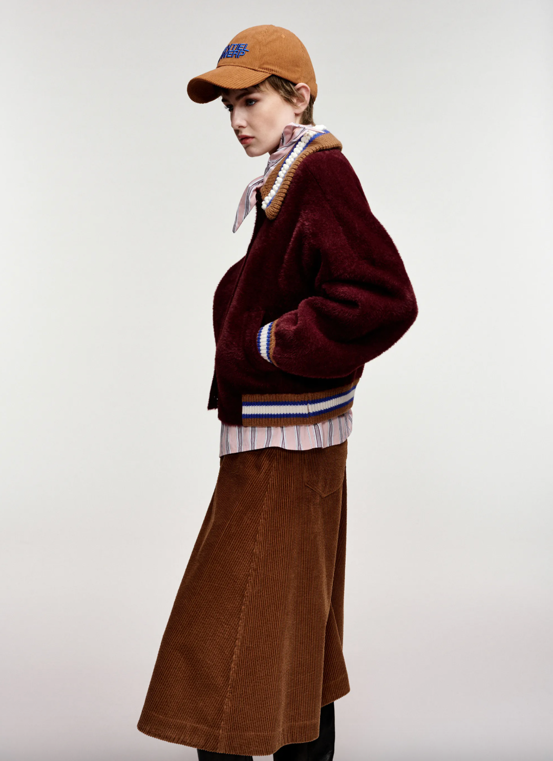 Essentiel Antwerp Kamore Knit Jacket with Collar - Wine Not