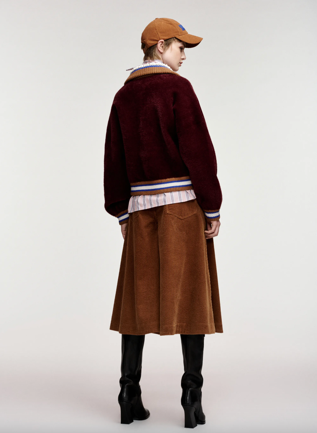 Essentiel Antwerp Kamore Knit Jacket with Collar - Wine Not