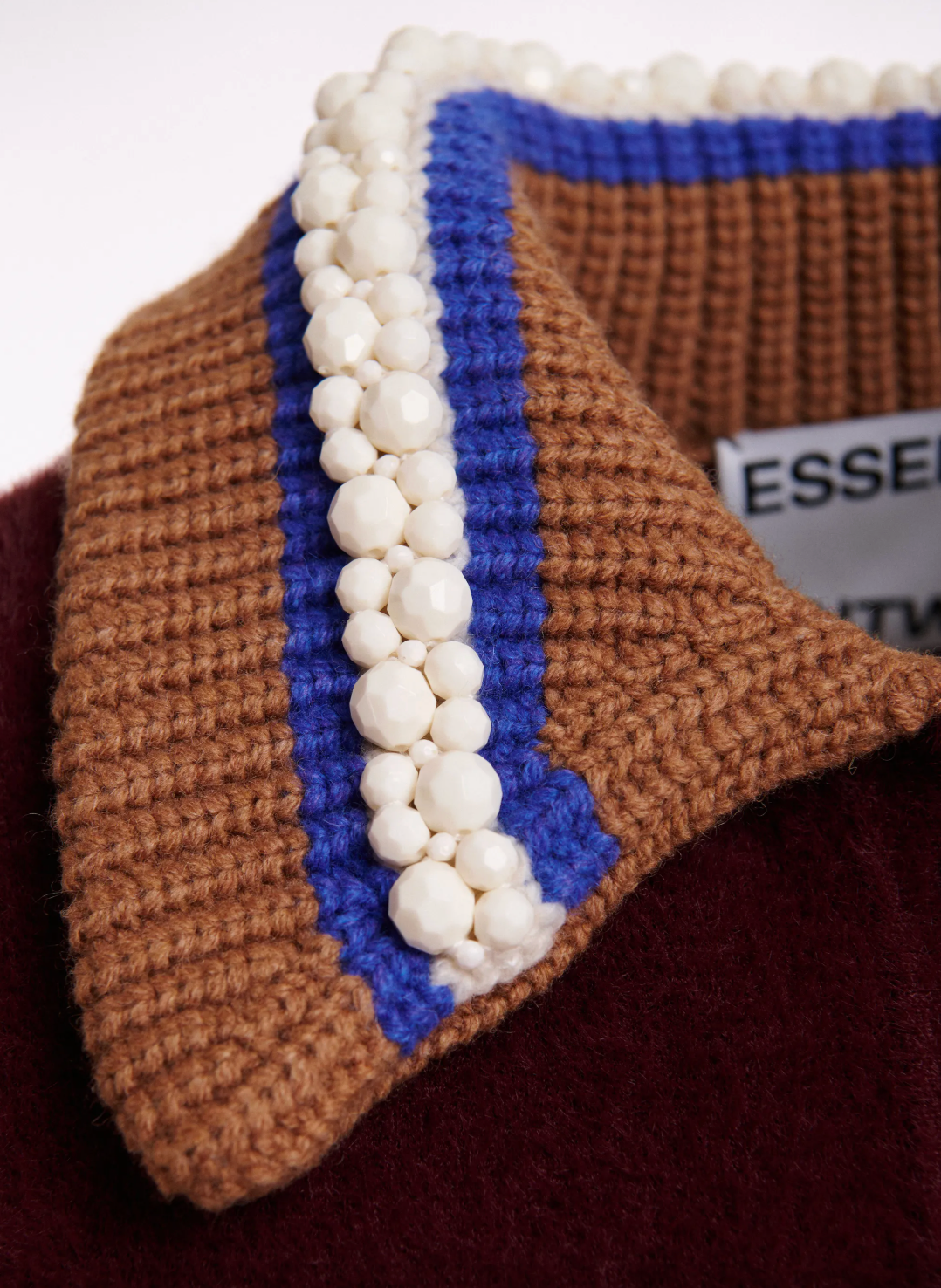 Essentiel Antwerp Kamore Knit Jacket with Collar - Wine Not
