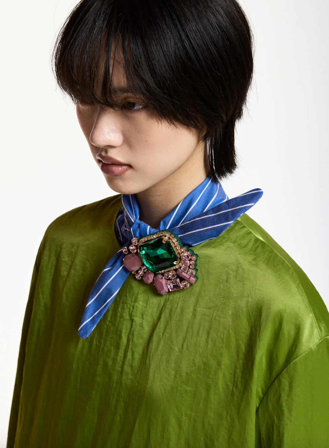 Essentiel Antwerp Kube Stones Brooch - Forest Whisper