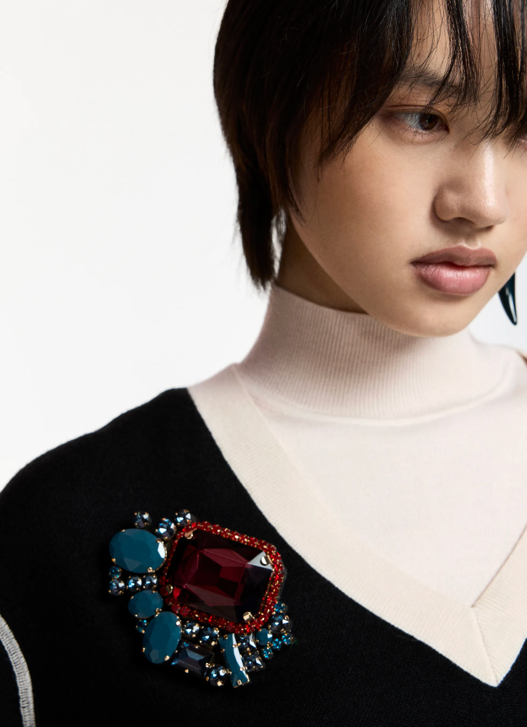 Essentiel Antwerp Kube Stones Brooch - Brown Sugar