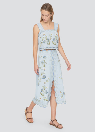 Sea New York Audra Emb Skirt in Blue