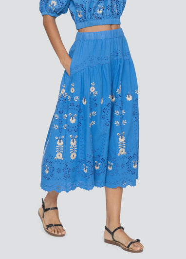 Sea New York Catharina Emb Midi Skirt - Blue